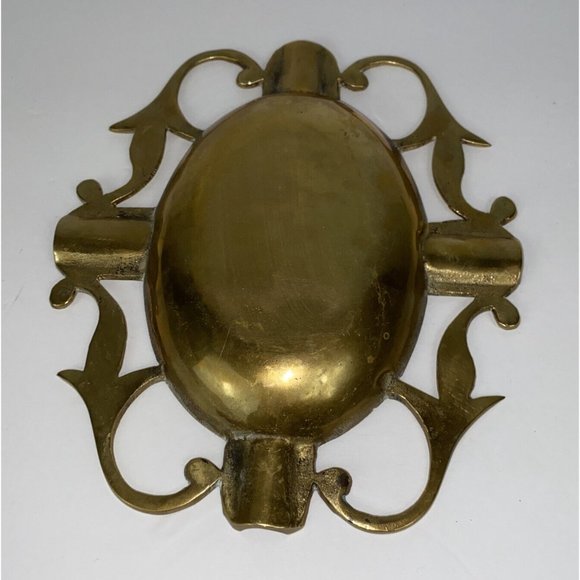Antique Brass Ornate Ashtray 7.9” Long Heavy Thick - Picture 2 of 6